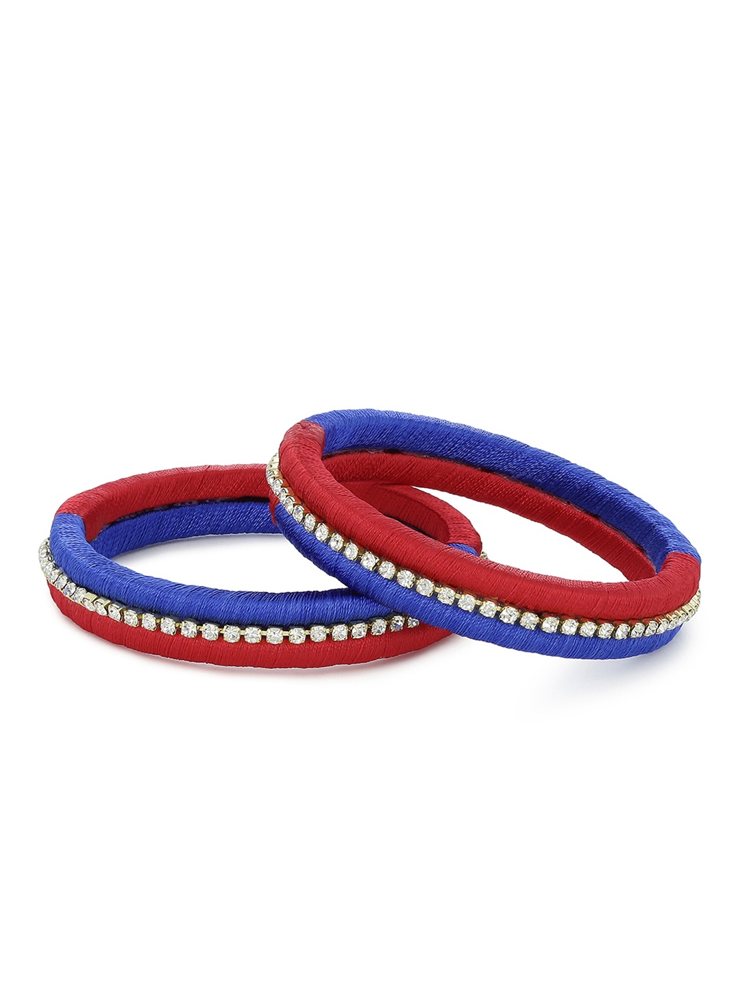 

AKSHARA Girls Set of 2 Red & White Stone-Studded Handcrafted Silk Thread Bangles