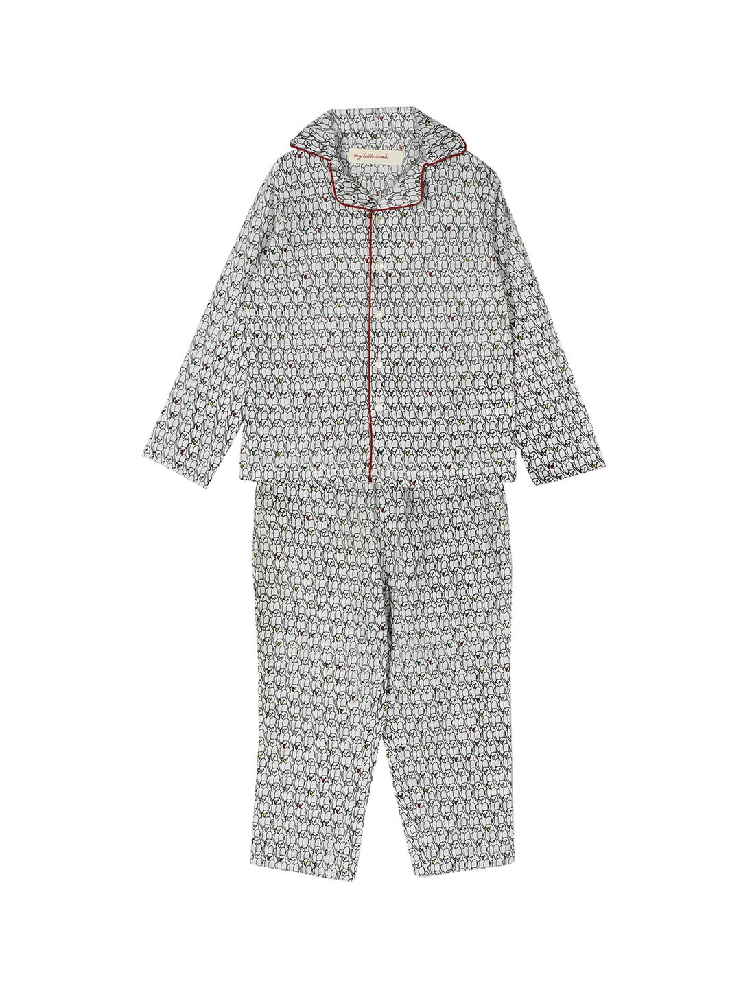 My Little Lambs Boys Grey & Black Printed Night suit