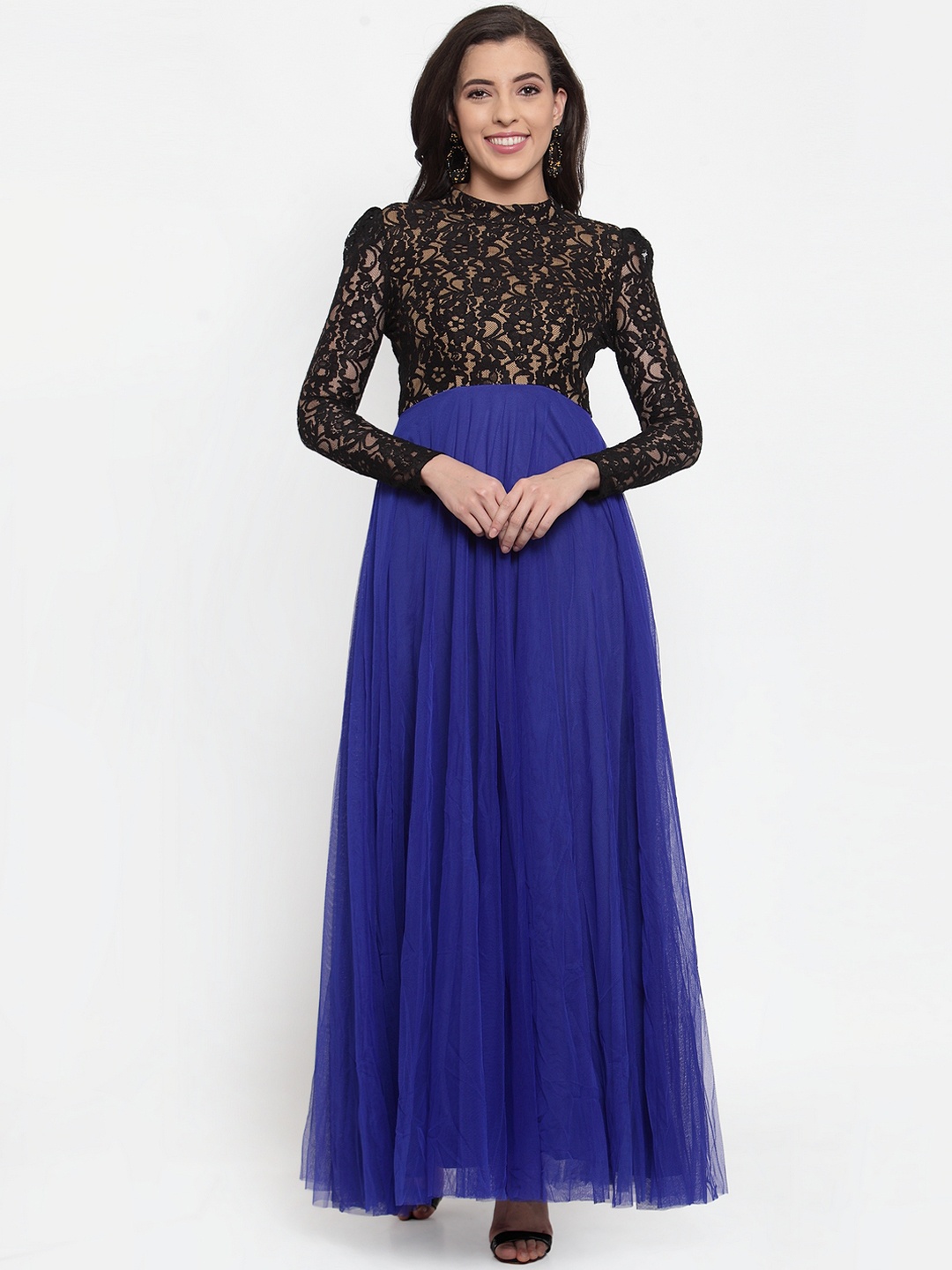 

Just Wow Women Blue Self Design Fit and Flare Dress