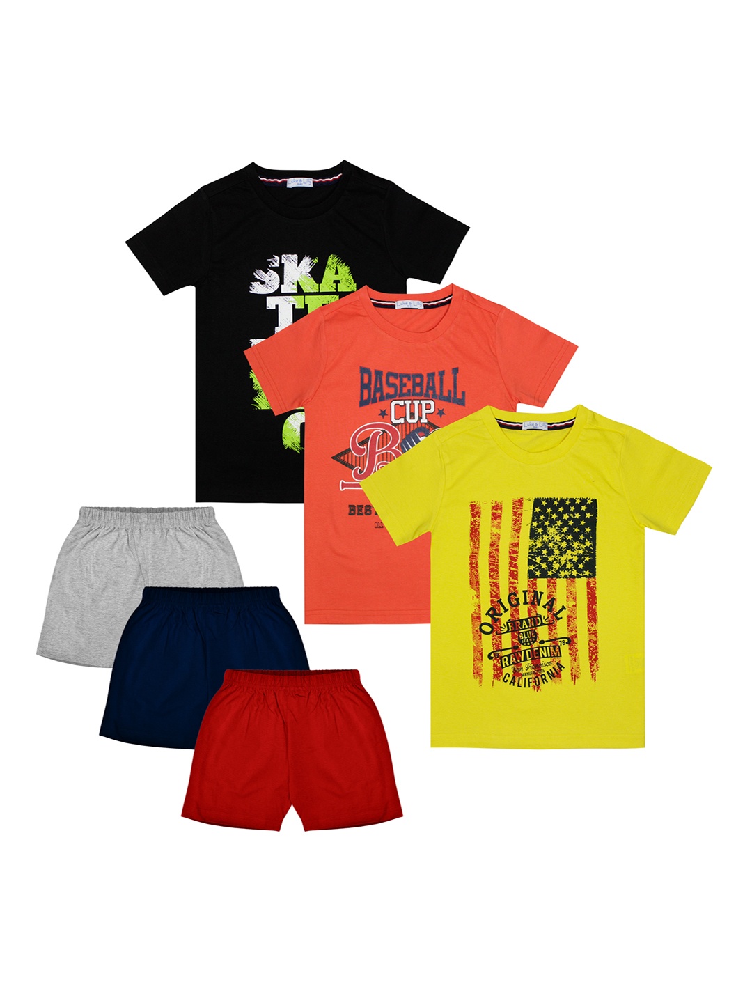 

Luke & Lilly Boys Pack of 3 Multicoloured Printed T-shirt with Shorts, Multi