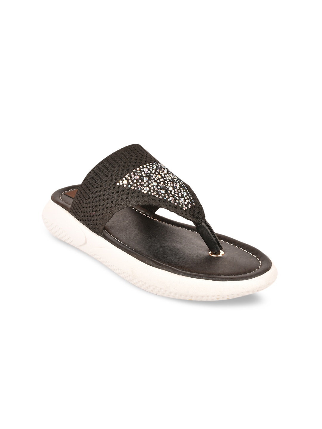 

VALIOSAA Women Black Woven Design Embellished Heels