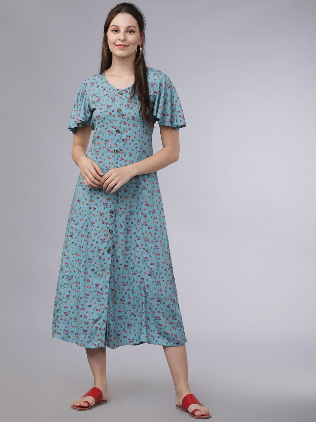 

Tokyo Talkies Women Blue Printed Maxi Dress