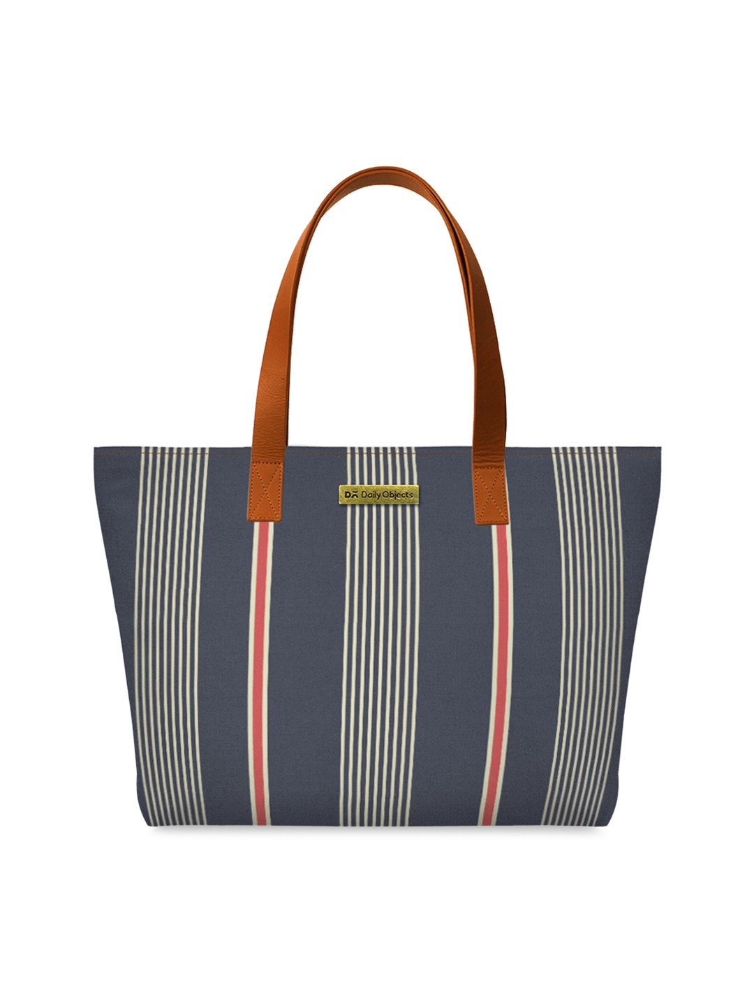 

DailyObjects Navy Blue & Off-White Striped Tote Bag