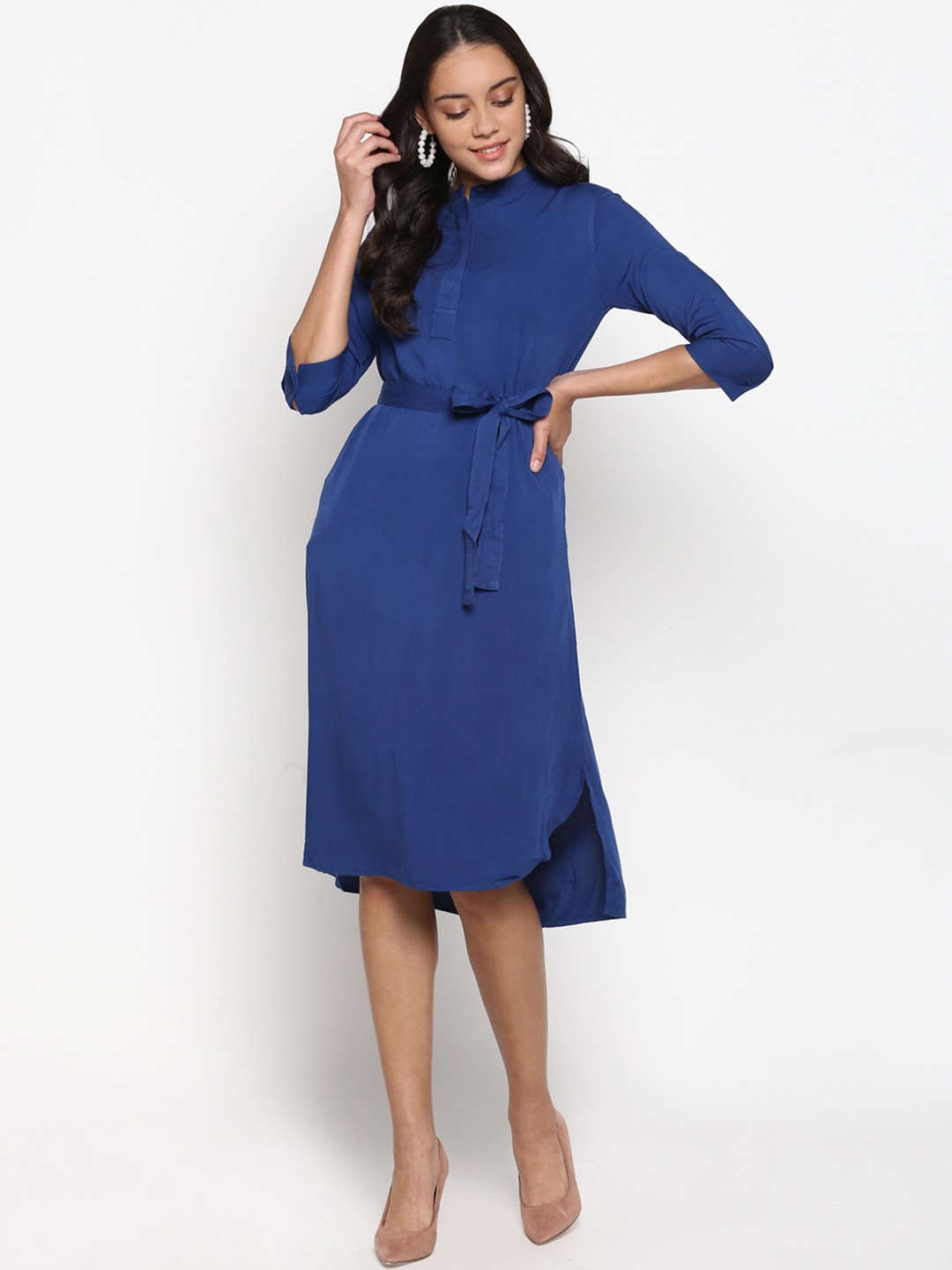 

Mode by Red Tape Women Navy Blue Solid Fit and Flare Dress