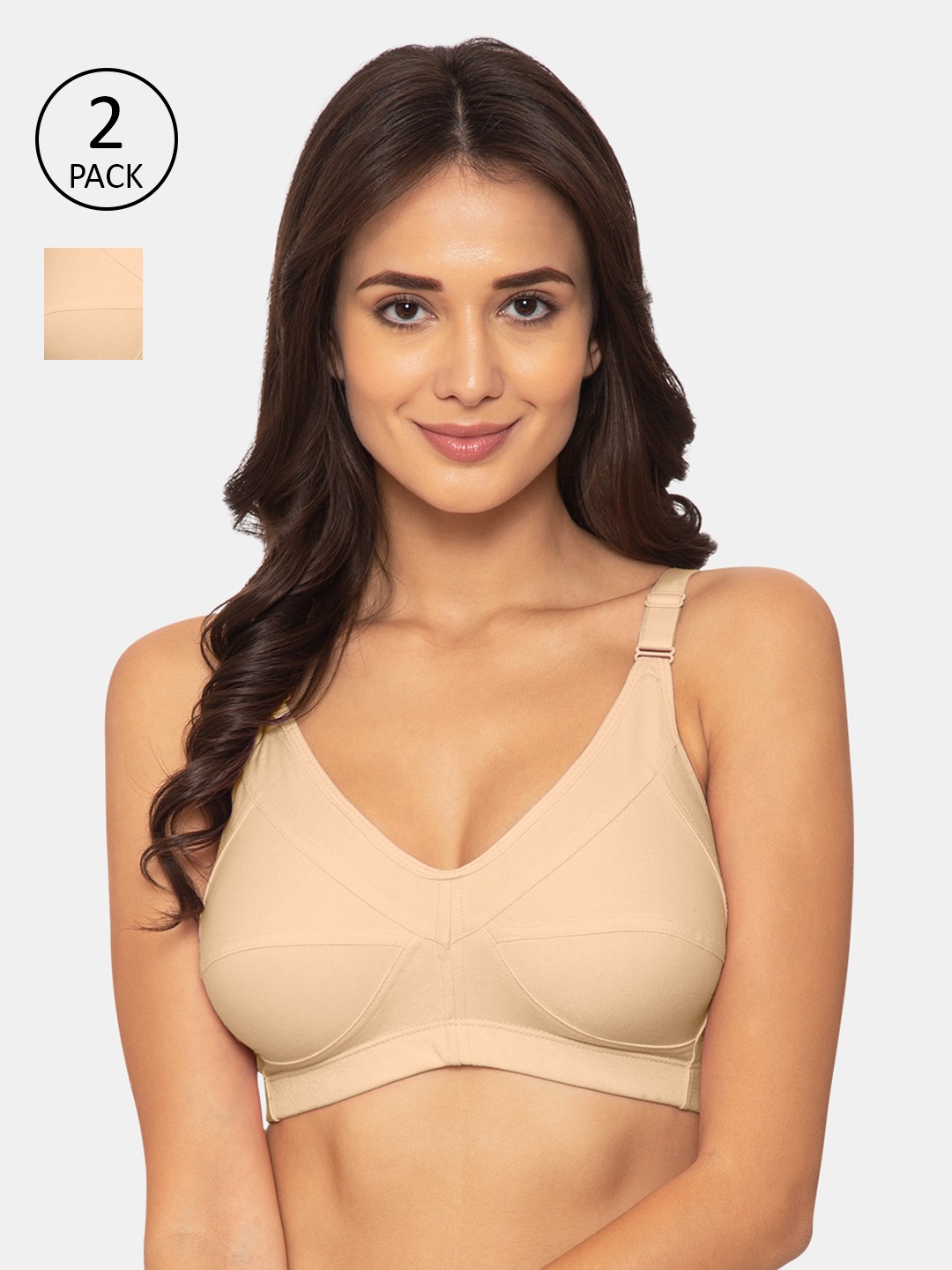 

Souminie Beige Solid Non-Wired Non Padded Minimizer Bra S-131-2PC-SK-32C