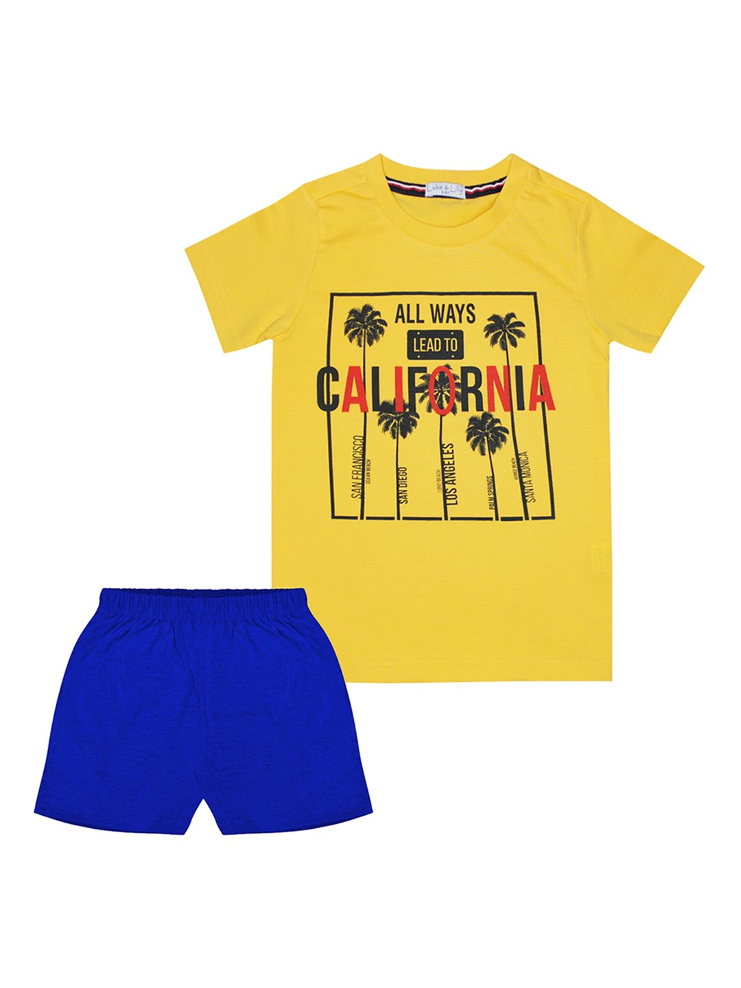 

Luke & Lilly Boys Yellow & Blue Printed T-shirt with Shorts