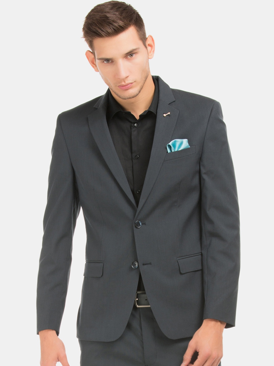 

Arrow Men Grey Solid Single-Breasted Formal Suit