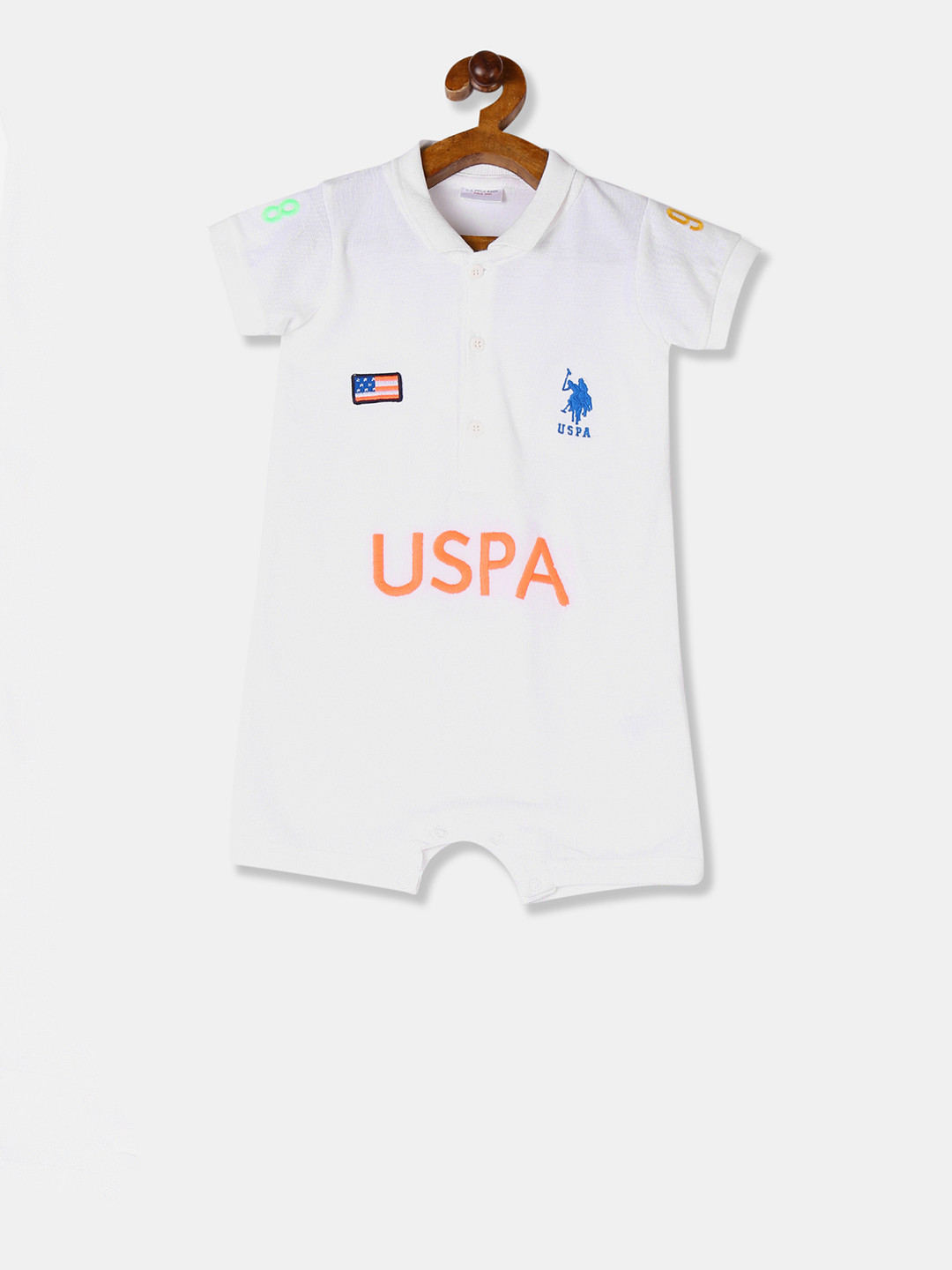 

U.S. Polo Assn. Kids Boys White Printed Bodysuit