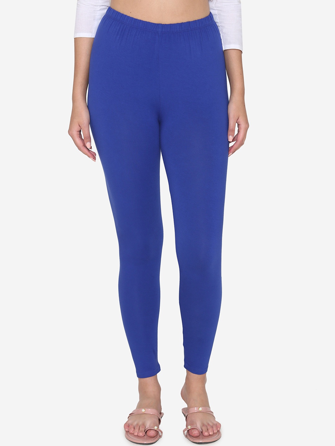 Vami Women Blue Solid Ankle-Length Leggings