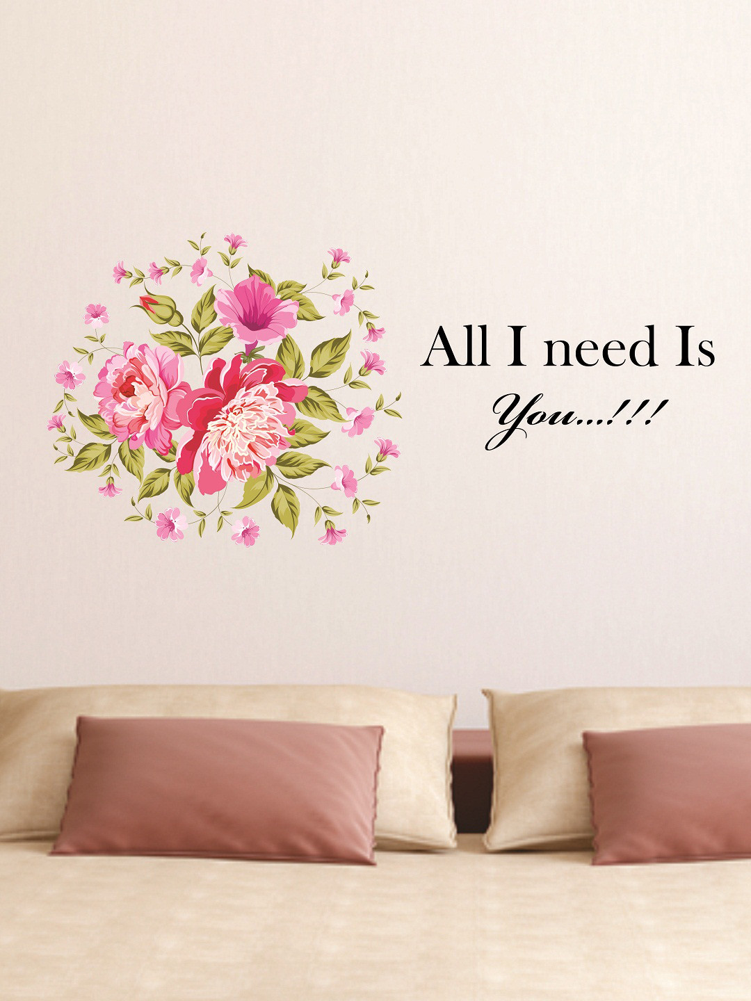 

WALLSTICK Pink & Black Floral Large Vinyl Sticker