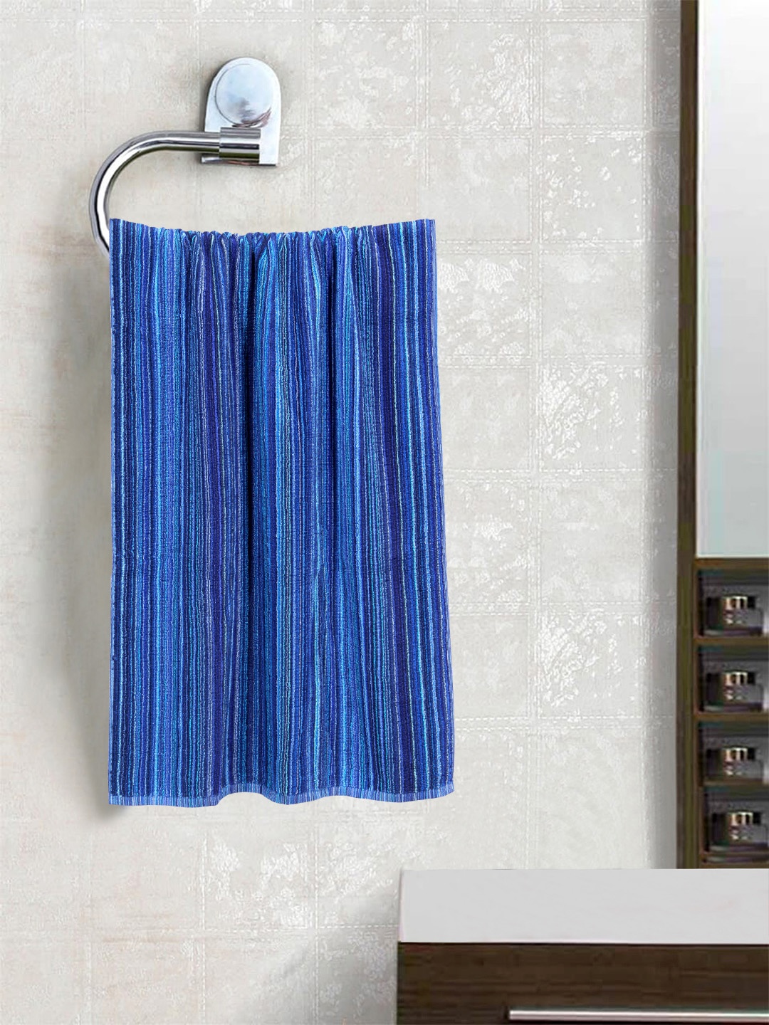 

ROMEE Blue Striped 400 GSM Large Bath Towel