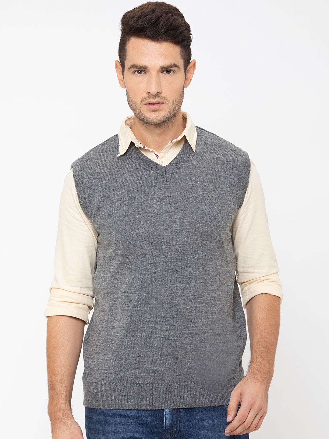 

Globus Men Grey Melange Pullover Sweater