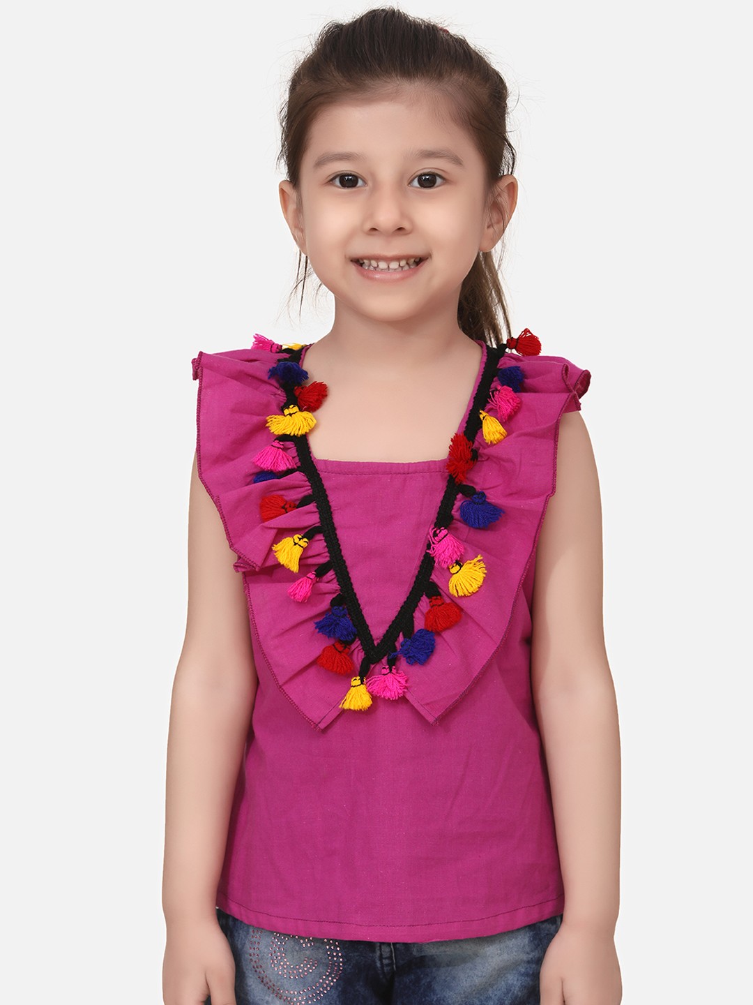

Cutiekins Girls Purple Self Design Top