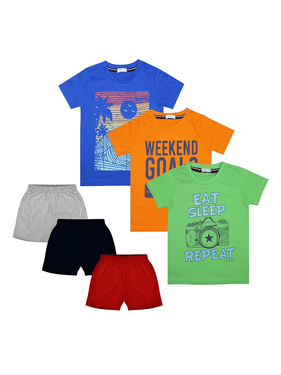 

Luke & Lilly Boys Set of 6 Multicoloured Printed T-shirt with Shorts, Multi