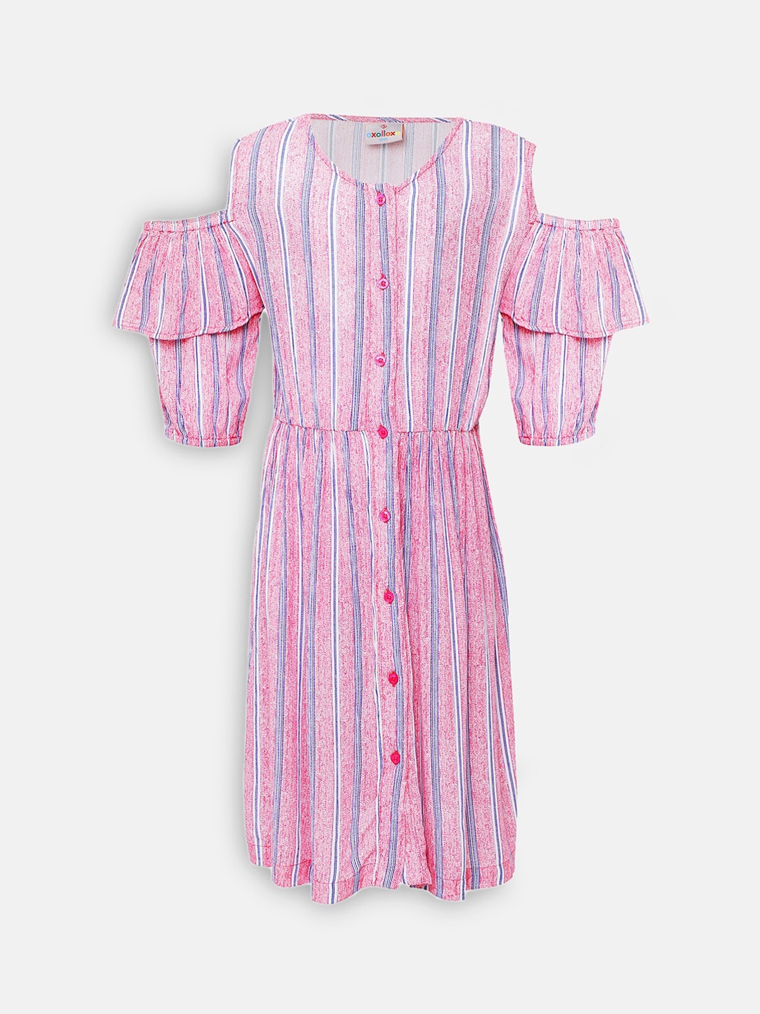 

Oxolloxo Girls Pink Striped Fit and Flare Dress