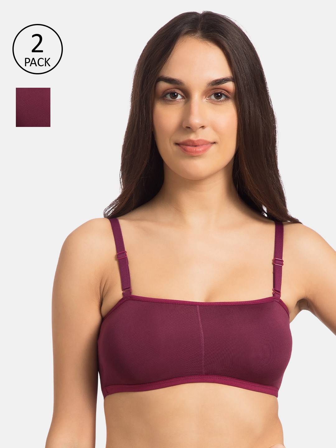 

Souminie Pack of 2 Magenta Solid Non-Wired Lightly Padded Bandeau Bras S-779-2PC-MG