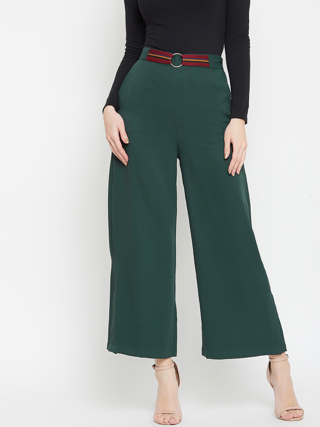 

Marie Claire Women Green Flared Solid Culottes