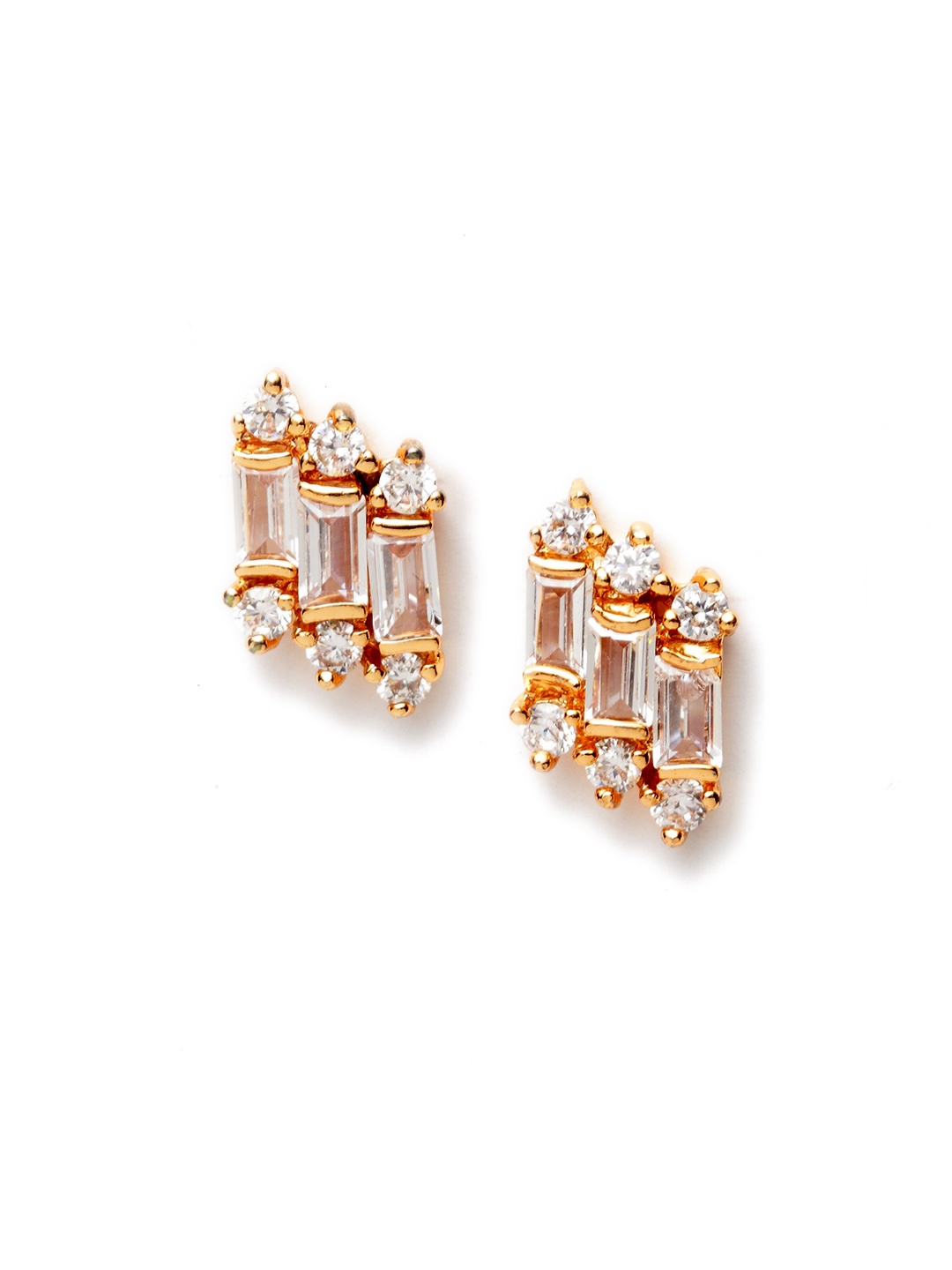 

Bhana Fashion White & Gold-Toned Geometric Studs