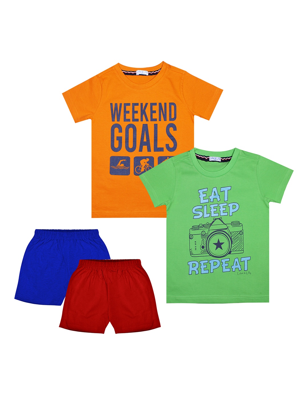 Luke & Lilly Boys Pack Of 2 Printed T-shirt with Shorts, Multi