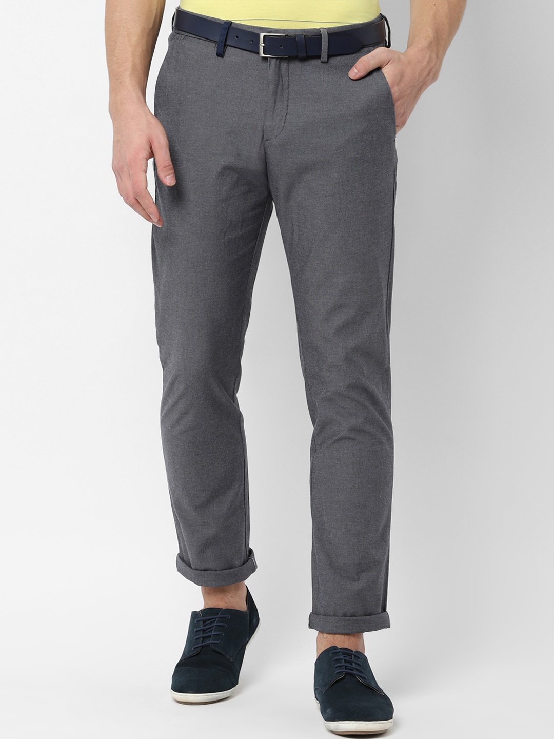 

Allen Solly Men Grey Slim Fit Solid Regular Trousers