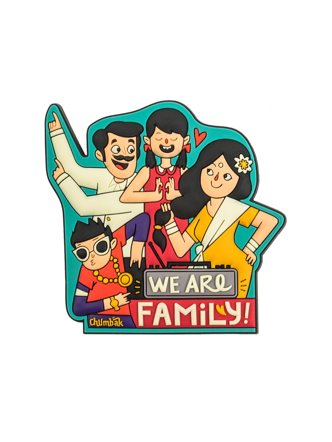 

Chumbak Blue & Red Printed Family Dance Magnet