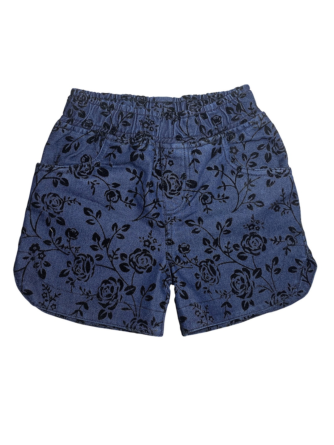

KiddoPanti Girls Navy Blue & Black Floral Print Slim Fit Hot Pants