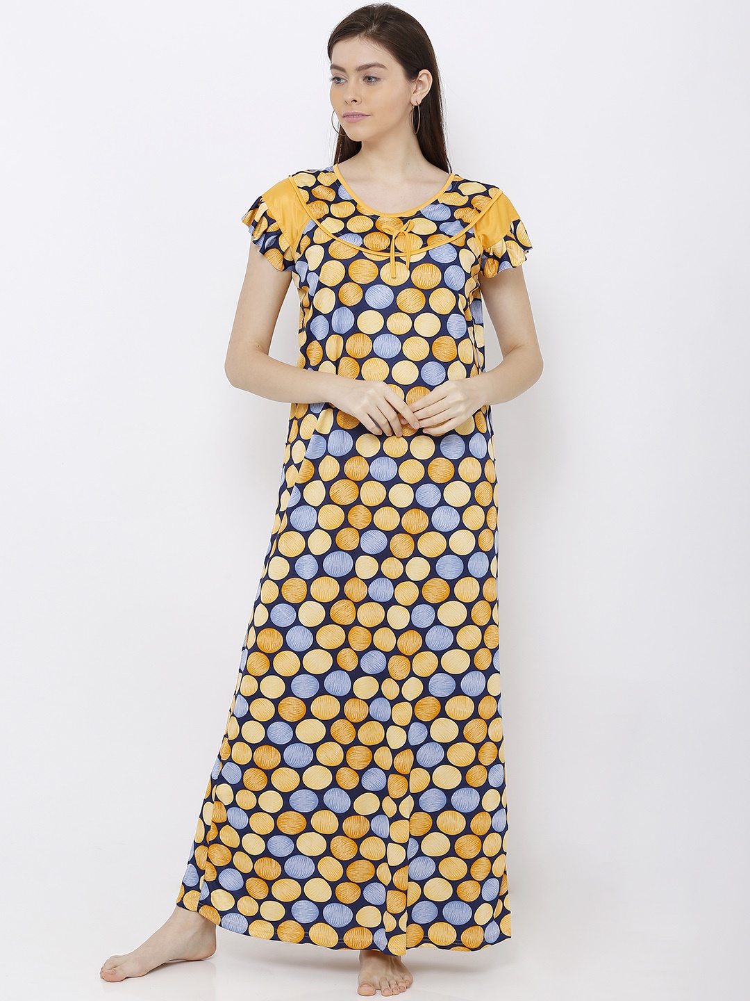 

Pretty Awesome Yellow & Blue Printed Nightdress