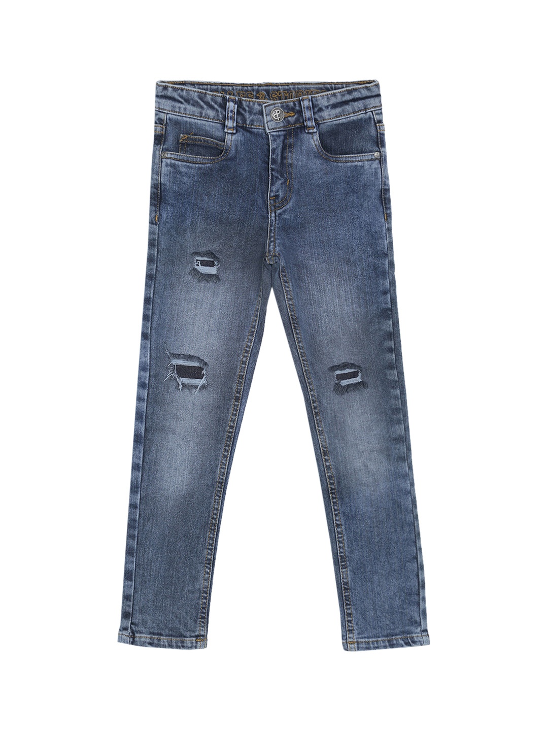 

TALES & STORIES Boys Blue Slim Fit Mid-Rise Mildly Distressed Jeans