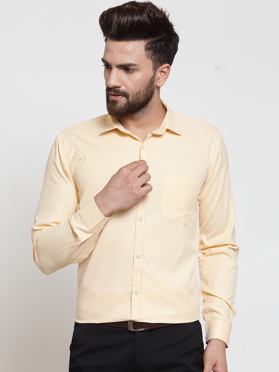 

JAINISH Men Yellow Classic Regular Fit Solid Formal Shirt