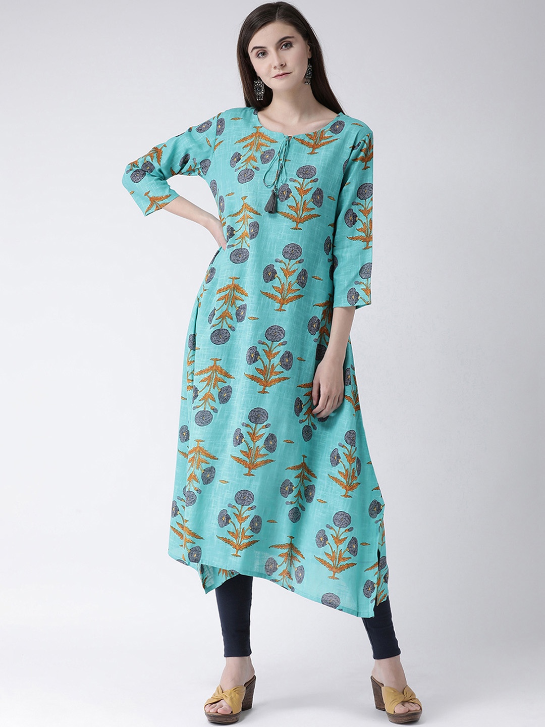 

Span Women Blue & Brown Printed A-Line Kurta