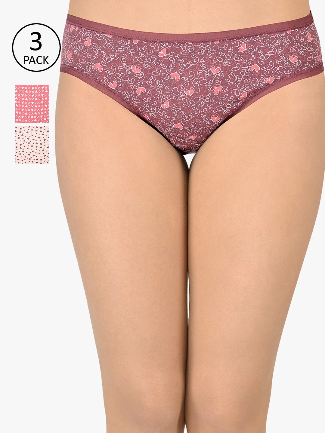 

Amante Women Pack Of 3 Printed Bikini Briefs PPK33102, Pink