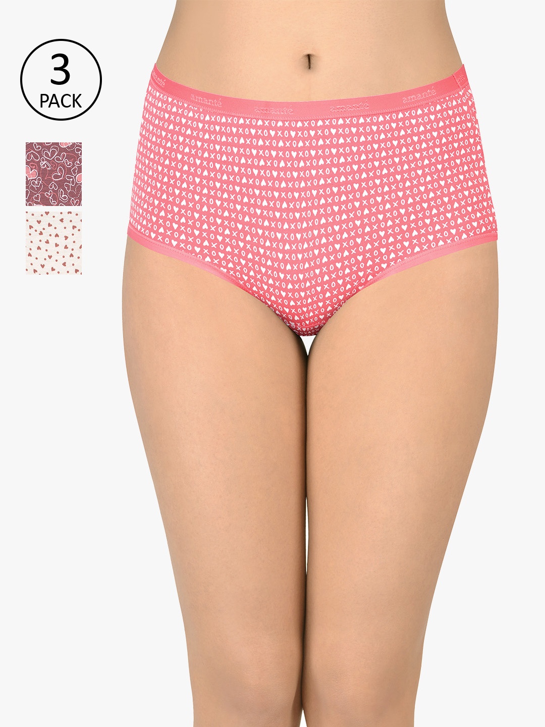 

Amante Women Pack Of 3 Printed High-Rise High Waist Basic Brief PPK53101, Multi