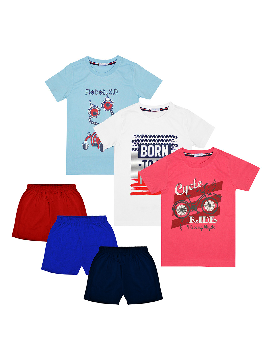 

Luke & Lilly Boys Pack of 3 Printed T-shirt with Shorts, Pink