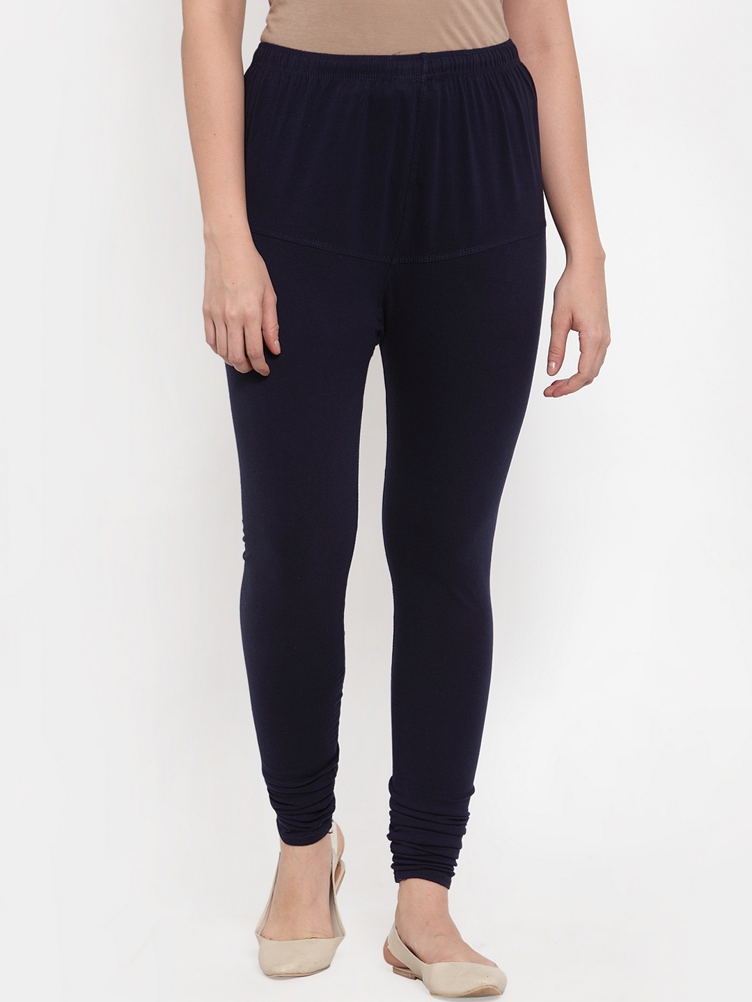

Jompers Women Navy Blue Solid Churidar-Length Leggings