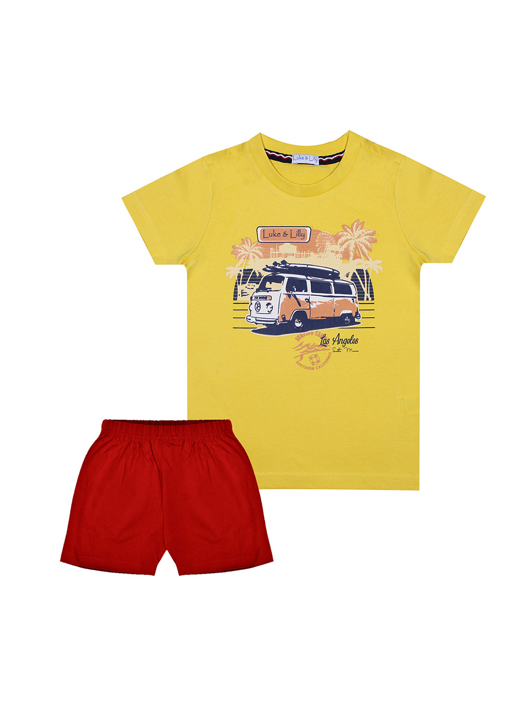 

Luke & Lilly Boys Yellow & Red Printed T-shirt with Shorts