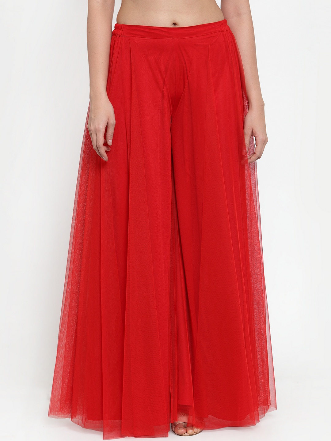 

Just Wow Women Red Solid Flared Palazzos