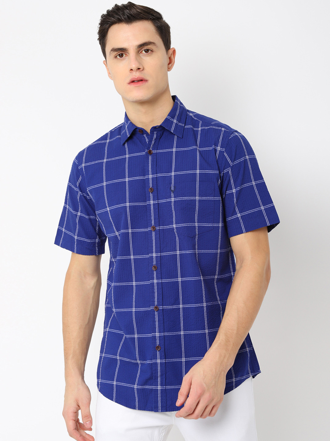 

Allen Solly Men Blue Slim Fit Checked Casual Shirt