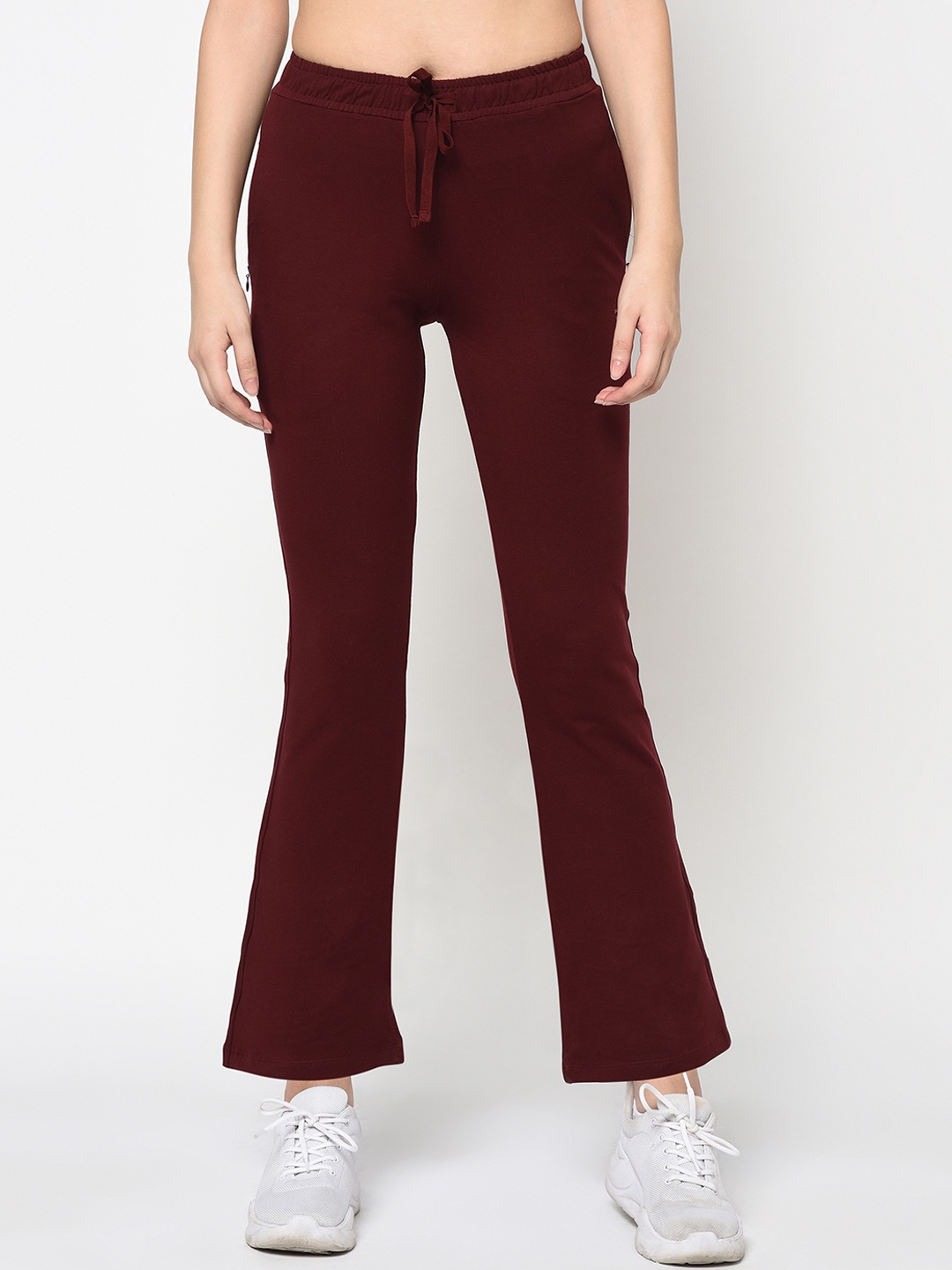 

FEMEA Women Maroon Solid Bootcut Track Pants