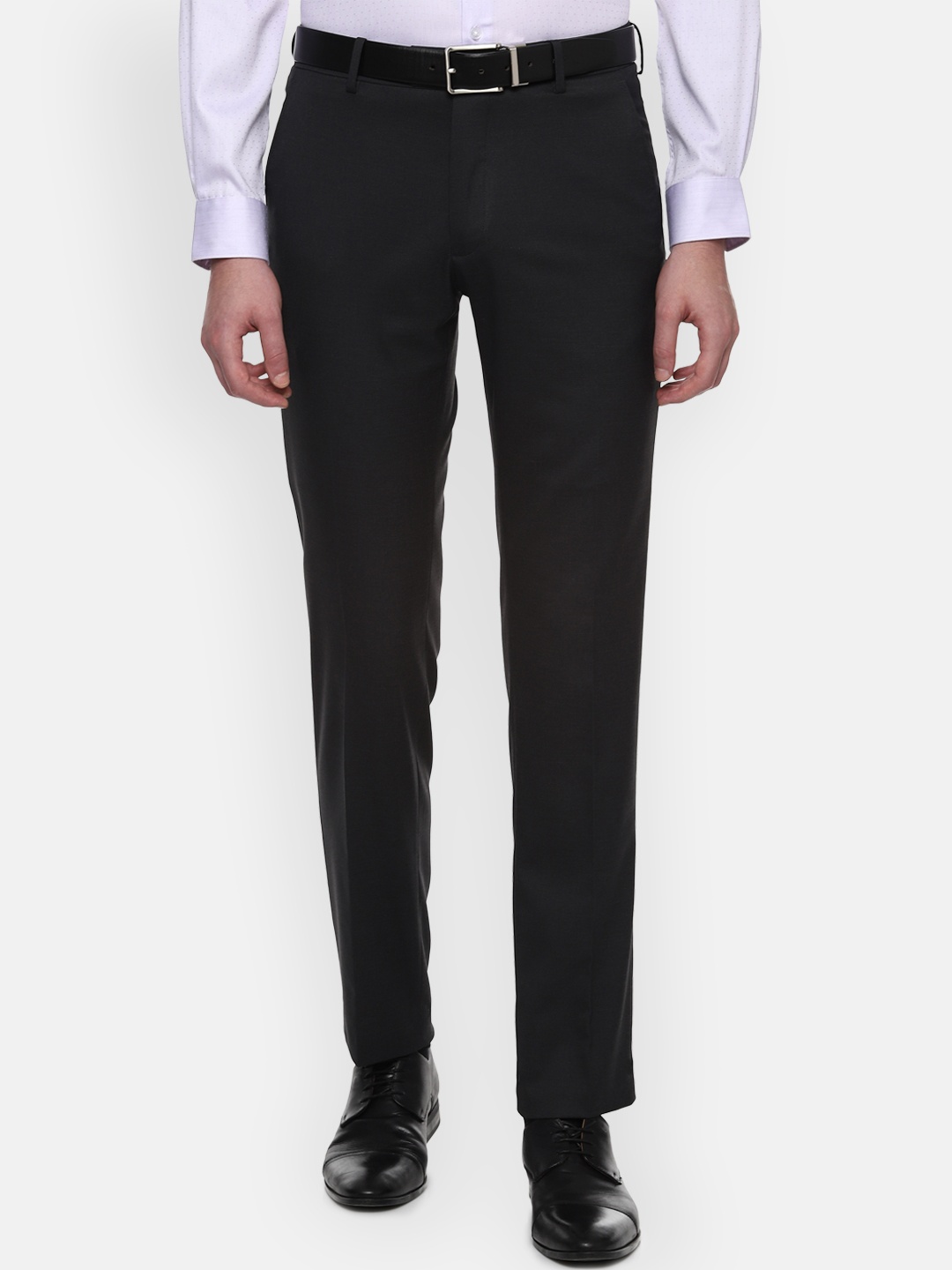 

Van Heusen Men Black Slim Fit Solid Formal Trousers