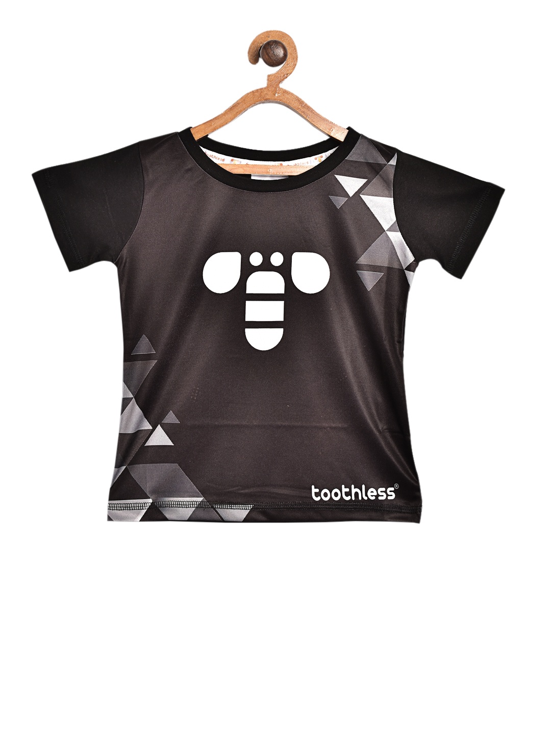 

toothless Boys Black & White Printed Round Neck T-shirt