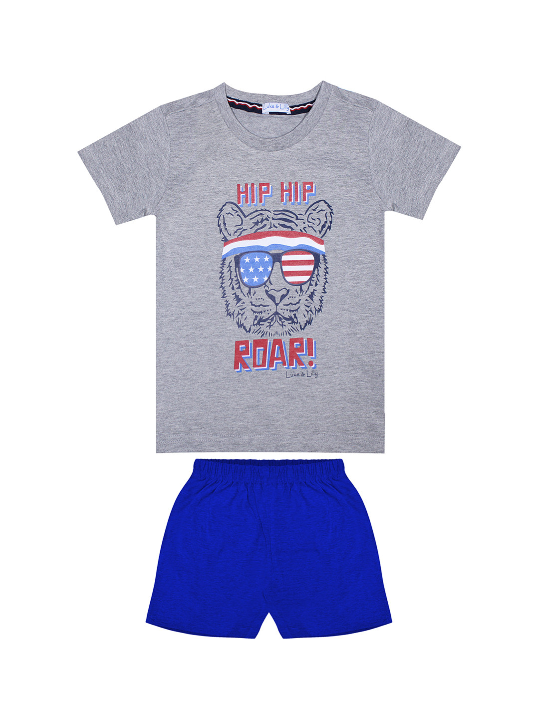 

Luke & Lilly Boys Grey & Blue Printed T-shirt with Shorts