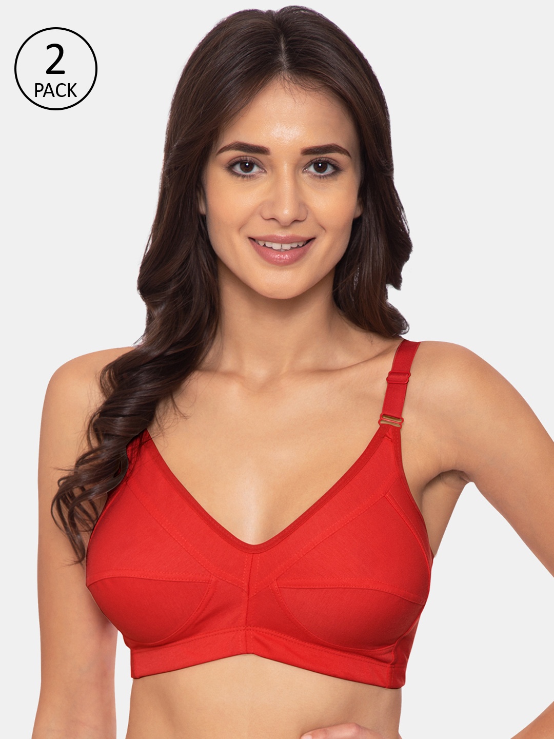 

Souminie Pack Of 2 Red Solid Non-Wired Non Padded Minimizer Bras S-132-2PC-RD-30D