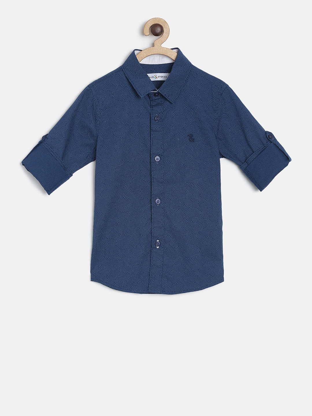 

TALES & STORIES Boys Navy Blue Regular Fit Polka Dot Printed Casual Shirt