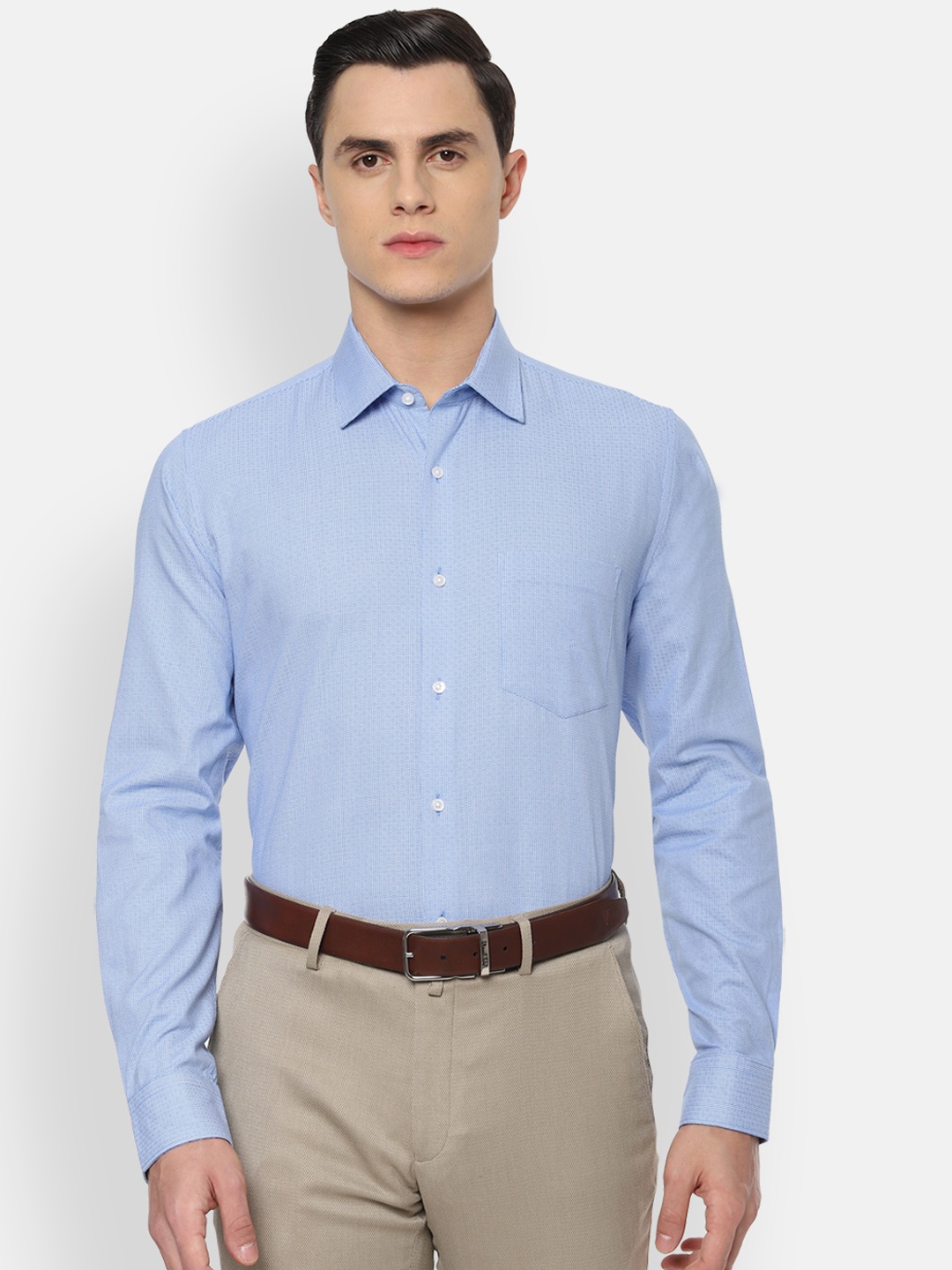 

Van Heusen Men Blue Slim Fit Self Design Formal Shirt