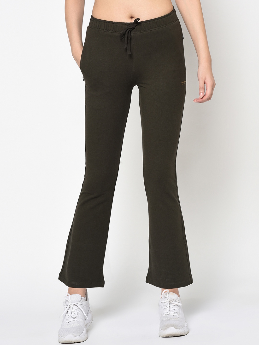 

FEMEA Women Olive Brown Solid Bootcut Track Pants