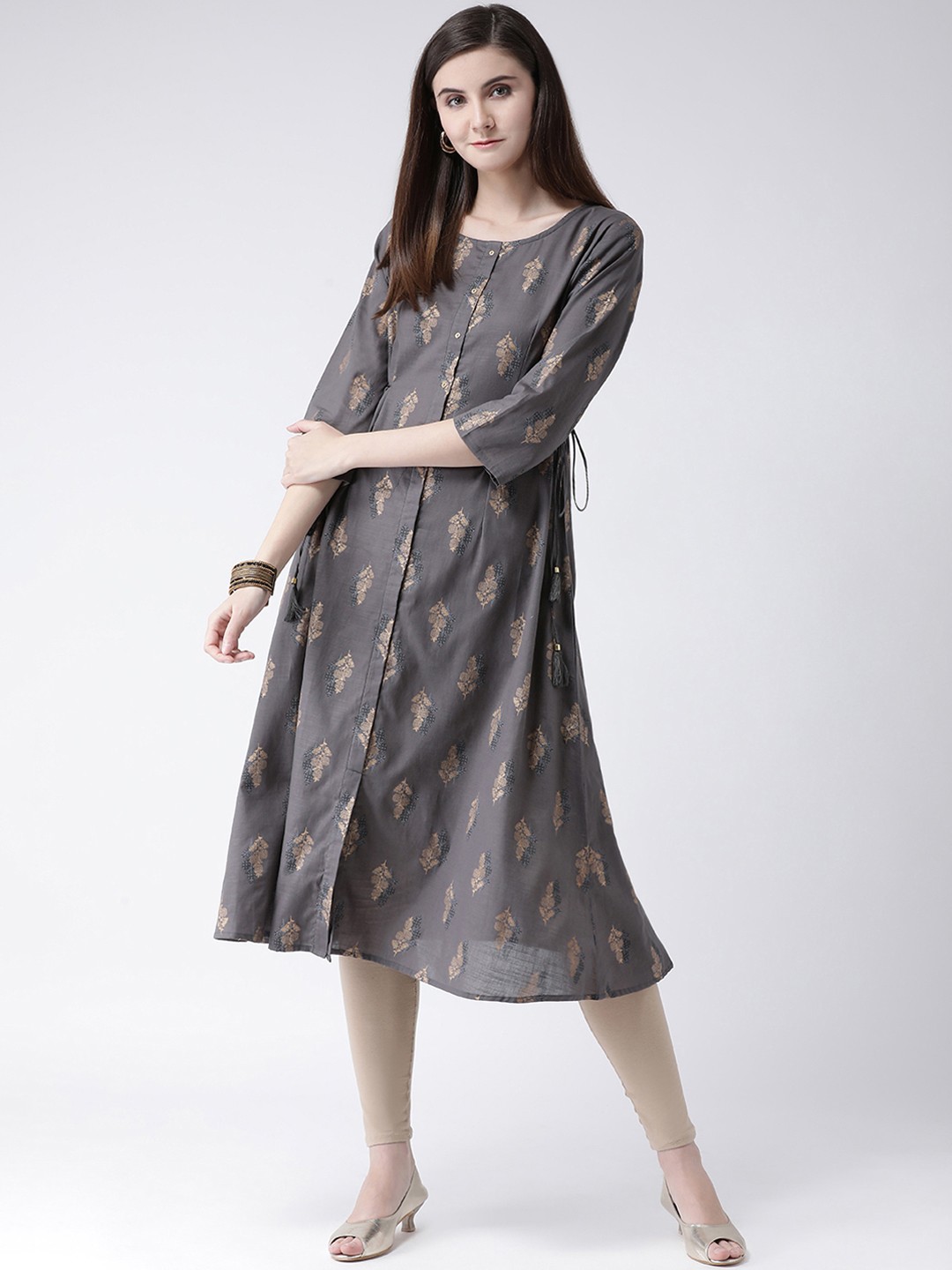 

Span Women Grey Printed A-Line Kurta