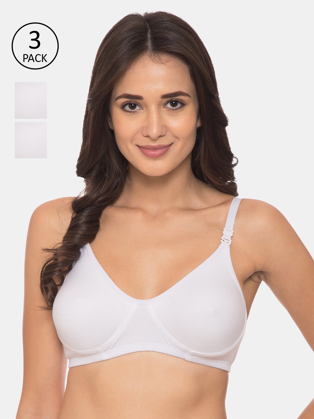 

Souminie Pack of 3 White Solid Non-Wired Non Padded T-shirt Bras