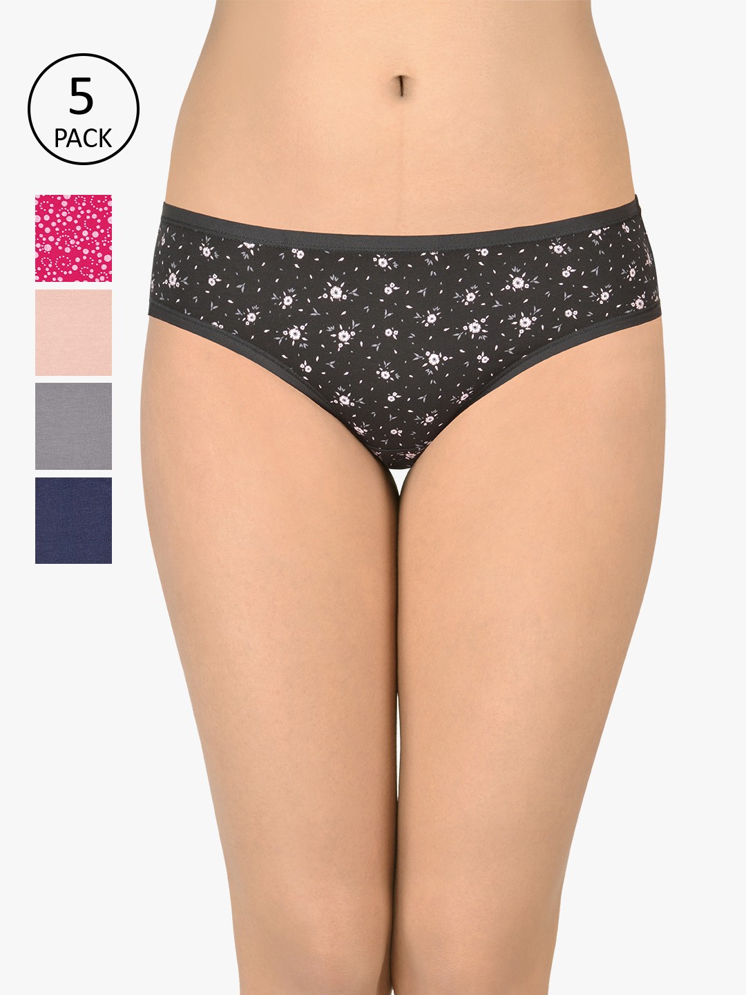 

Amante Women Printed Pack of 5 Mid Rise Bikini Briefs PPK35102, Pink