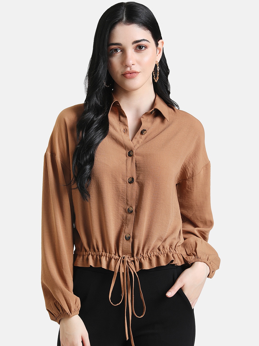 

Kazo Women Beige Solid Peplum Top