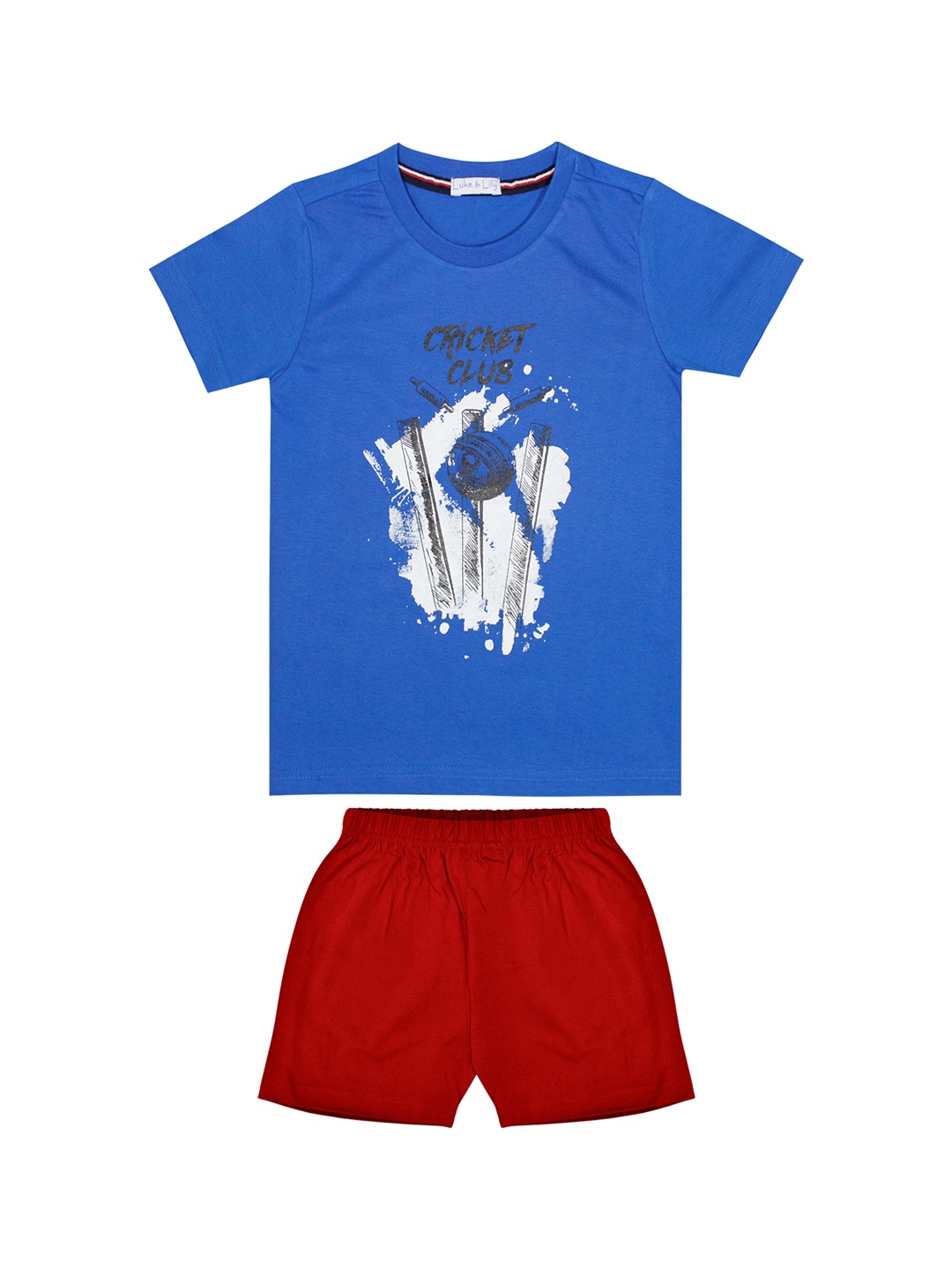 Luke & Lilly Boys Blue & Red Printed T-shirt with Shorts
